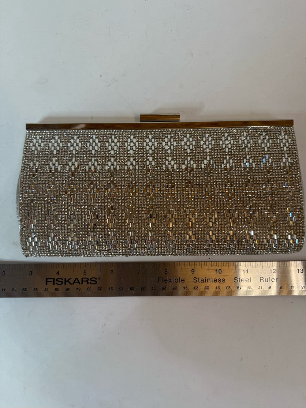 Glittering Silver Beaded Evening Clutch